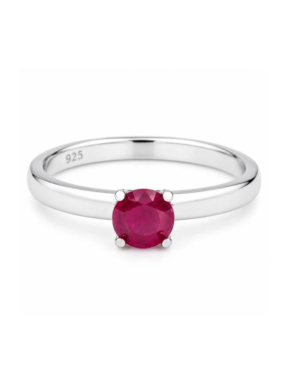 Genuine 0.83 Cts Ruby Solitaire Ring .925 Silver